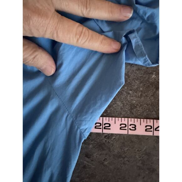 Quince Womens Dress 100% Organic Cotton Poplin Tiered Ruffle Maxi Blue Size XL - Picture 10 of 11